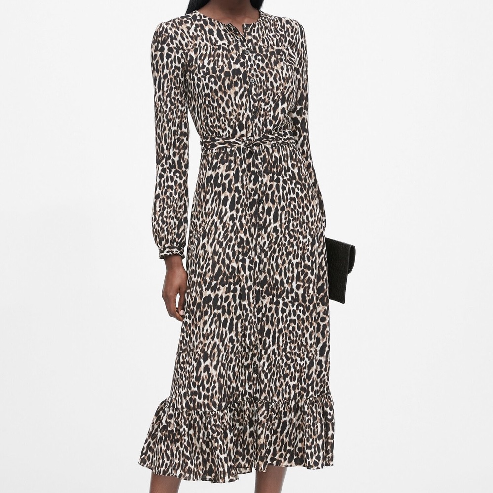 Banana Republic Leopard Print Midi Shirt Dress